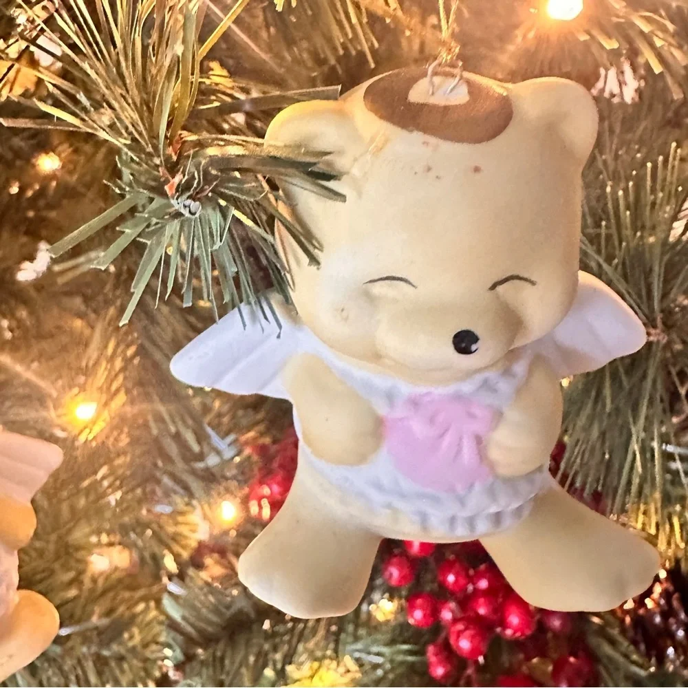 Vintage Christmas around the world Angel Bear Ornaments Set of 4